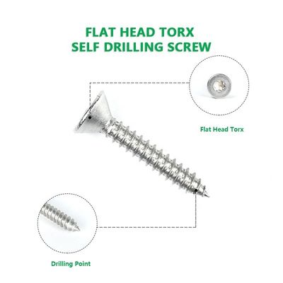 Metric Stainless Steel ST4.8*30mm Flat Torx Head Self-Tapping Screws Sus316 Sharp Point Self Drilling Tapping Screw