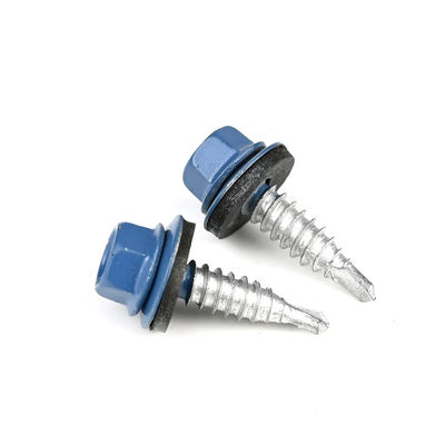 6.3x22 Hex Head Self Drilling Screw Stainless Steel Bi-Metal Roofing Stitch Screws in Blue