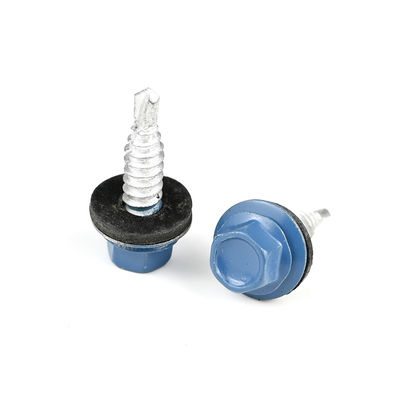 6.3x22 Hex Head Self Drilling Screw Stainless Steel Bi-Metal Roofing Stitch Screws in Blue
