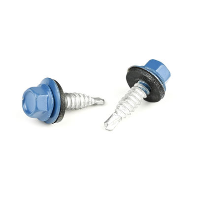 6.3x22 Hex Head Self Drilling Screw Stainless Steel Bi-Metal Roofing Stitch Screws in Blue