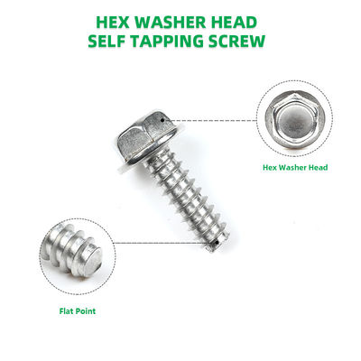 T/T Payment Term 304 Stainless Steel Hex Screw Flat Tail Self Tapping Screw 14 x3/4