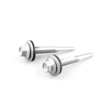 Wafer Head Hex Tek 5.5x38 Bi Metal DIN7504 Bimetallic Self Drilling Screw with EPDM Washer