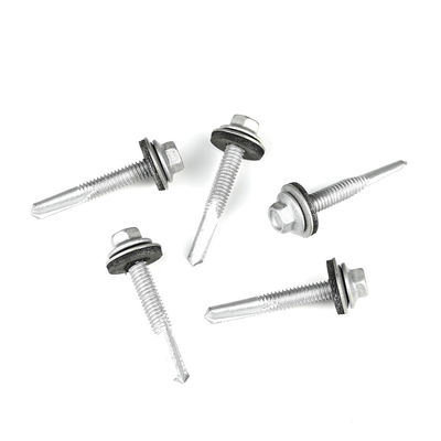 Wafer Head Hex Tek 5.5x38 Bi Metal DIN7504 Bimetallic Self Drilling Screw with EPDM Washer