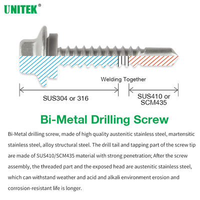 Sale Bi Material Hex Csk Pan Head Washer Self Drilling Screw with Washer 100% QC Tested