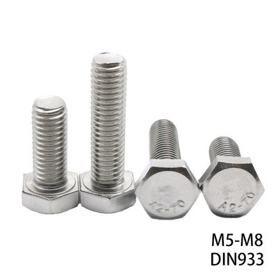 DIN Standard 304 Stainless Steel Hex Bolt Full Thread Bolt M4 M5 M6 M8 Plain Finish