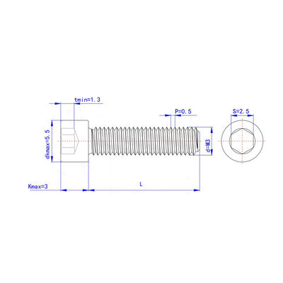 GB Standard M3-M12 304 Stainless Steel Hex Socket Fillister Cap Head Threaded Bolt A2-70