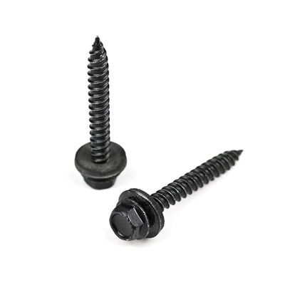 Black Ruspert Coated Stainless Steel Hex Flange Head Drywall Screws With Epdm Washer