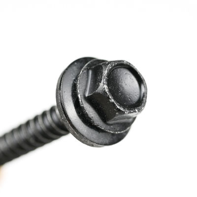 Black Ruspert Coated Stainless Steel Hex Flange Head Drywall Screws With Epdm Washer