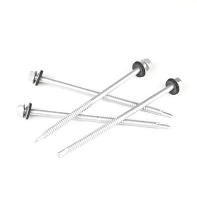 Seat Fix Fastening Hex Washer Head Self Drilling Screws With Black Washer Bimetal Hex Screws 6.3x130mm