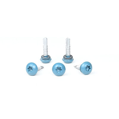 Flat Head Style Blue Painted Button Stainless Steel Self Tapping Screw with Torx Head