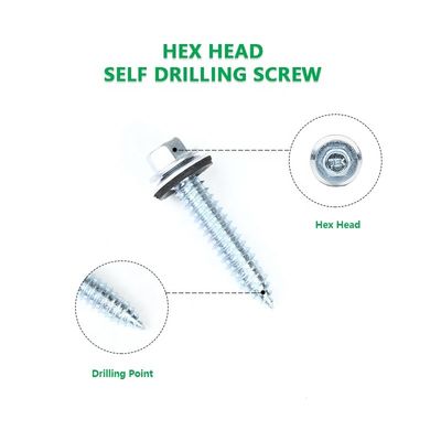 Self Drilling Self Tapping Screws With EPDM Washer For Sheet Metal Customized Support