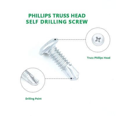 Steel Structure Phillips Truss Head Stainless Steel Self Tapping Screws Metal Tek Screw