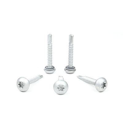 Oval Head Stainless Steel SUS410 Self Drilling Tek Screw With Epdm Washers For Roofing