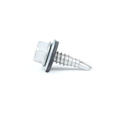 Steel Hex Head Self-Drilling Roofing Tek Screws with Rubber Washers Stitch Screw 1 Point