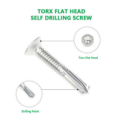ZINC Finish High Strength Stainless Steel Tek 5 Torx Flat Self-Tapping Screw Csk Head Self-Drilling Screws