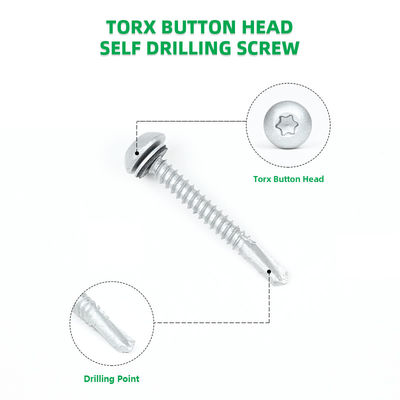 Ruspert Button Torx 12x45 Self Tapping Screw for Roofing to Purlin Framing Stainless Steel