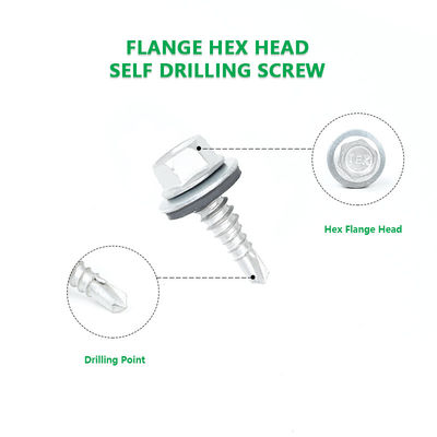 1/4x7/8'' Stainless Steel Zinc Alloy Coated Hex Flange Purlin Screws for Building Envelope System