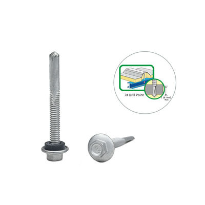 Zinc Alloy Coated Hex Flange Head Self Drilling Screw Tek 7 For Installation 5.5x50