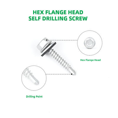 Zinc Alloy Coated Hex Flange Bimetal Tek Screws for Self Drilling on Metal Roofing