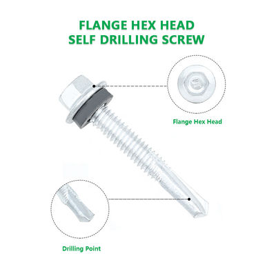 Color Metal Tile Self-Drilling Screw 5.5x38 with Stainless Steel and Zinc Alloy Coating