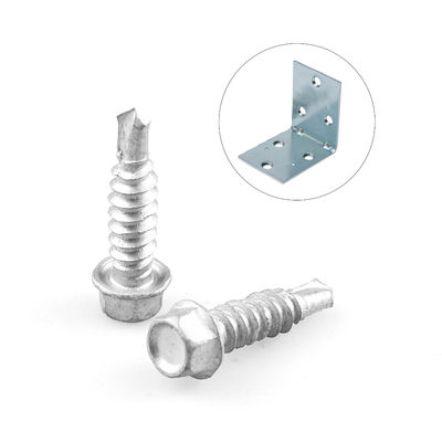 Zinc Alloy Coated 6.3x25 Bimetal Screw Self Drilling Screw Hex Washer Head Tek Screw For Corner Brace