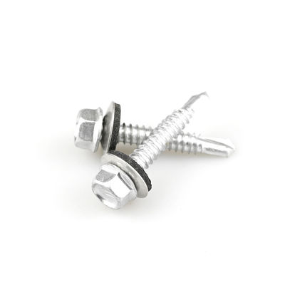 Corrosion Resistant 6.3x38 Bimetal Hex Washer Head Stainless Steel Self Drilling Screw