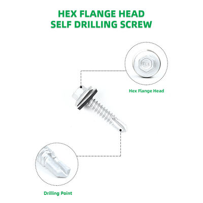 6.3x32 Fluorocarbon Baking Hex Washer Flange Metal Roof Screw with Hex Flange Head